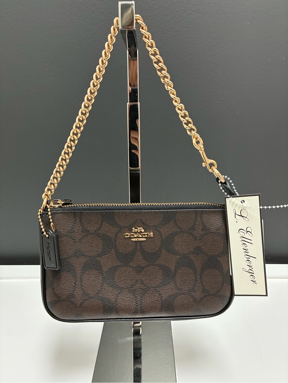 Coach Brown Monogram Wristlet